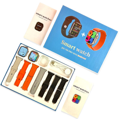 JSS-700 Pro Max Dual Smart Watch With 7 Straps + 1 Silicone Case Bluetooth Call Heart Rate Monitor  (Dual Dial BLACK+GOLD) WITH HRYFINE APP