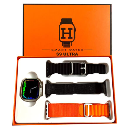 S9 ULTRA 49MM (3 STRAPS) SMART WATCH SERIES 9 WITH Metal Milanese Strap BLUETOOTH VOICE CALL 2.2 INCH HD  SCREEN WITH FITPRO APP BLACK
