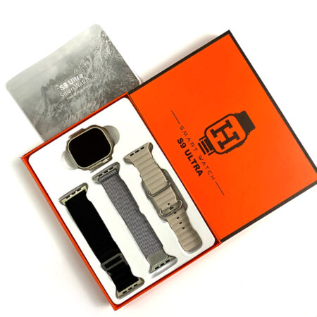S9 ULTRA 49MM (3 STRAPS) SMART WATCH SERIES 9 WITH Metal Milanese Strap BLUETOOTH VOICE CALL 2.2 INCH  HD SCREEN WITH FITPRO APP SILVER