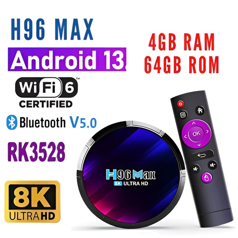 H96 Max Android TV Box 4GB+64GB, TV 13.0