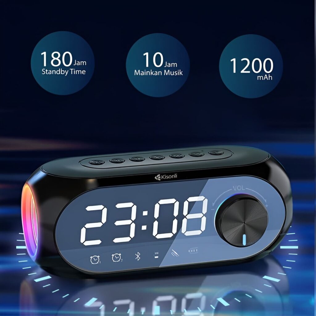 Kisonli Lp-2s Rgb Speaker Alarm Clock Bluetooth 5.0 Tf-Card For Mobile