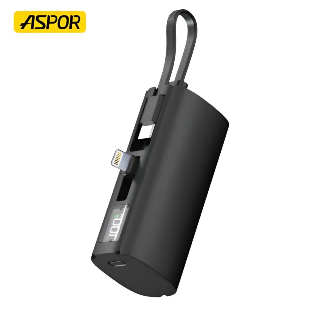 Aspor A351 5000mAh 2-in-1 iPhone & Type-C Mini Portable Power Bank