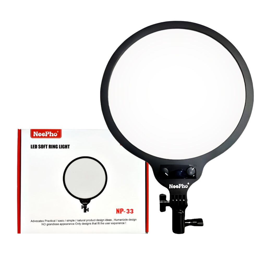 Neepho 33cm LED Soft Ring Light with 360° Rotating Pan Tilt