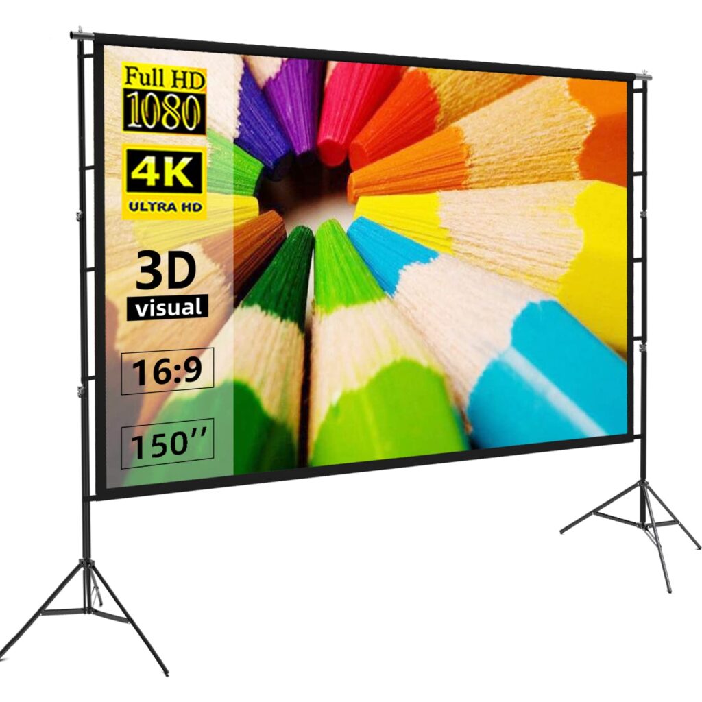 Projector screen 150 inch Tripod potable double stand 8×10 Feet 4-3MW Speed-X