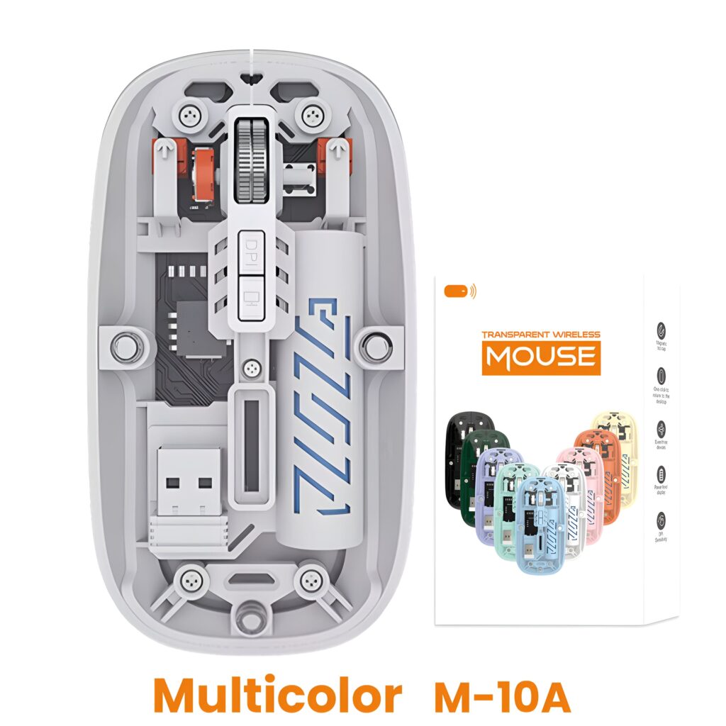 Transparent M-10A Wireless Bluetooth Dual Mode Rechargeable Mouse Slim Design