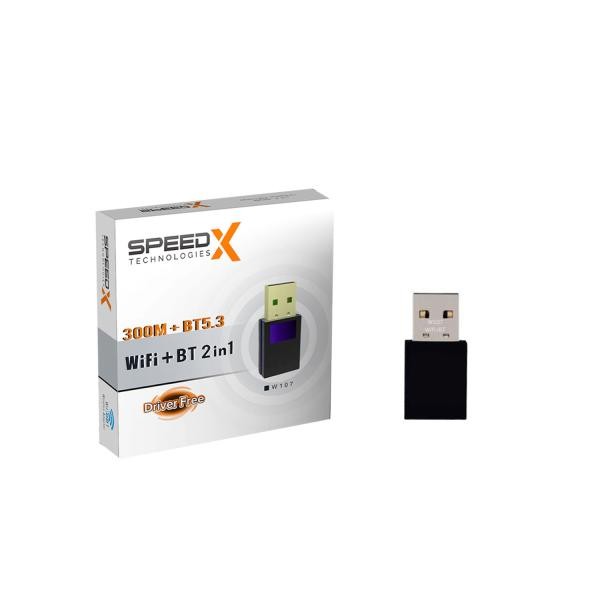 SPEEDX ALFA W107 (2-IN-1) WIFI + BLUETOOTH 5.3 USB ADAPTER 300MBPS PLUG & PLAY