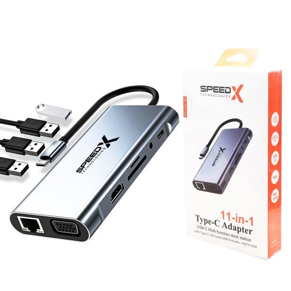 SPEED-X (SP-TC1101) 11 IN 1 MULTI-PORT TYPE C 4K HDMI USB 3.0 CONVERTER Good IC Big Packing