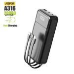 ASPOR A316 20000mAh 22.5W High-Speed Built-in Cable Fast Charging Power Bank