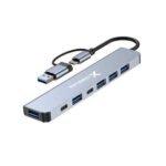 SPEED-X SP-TC701 7 PORT 2 IN 1 USB 3.0 & TYPE-C PORTS ALUMINUM ALLOY PORTABLE HUB